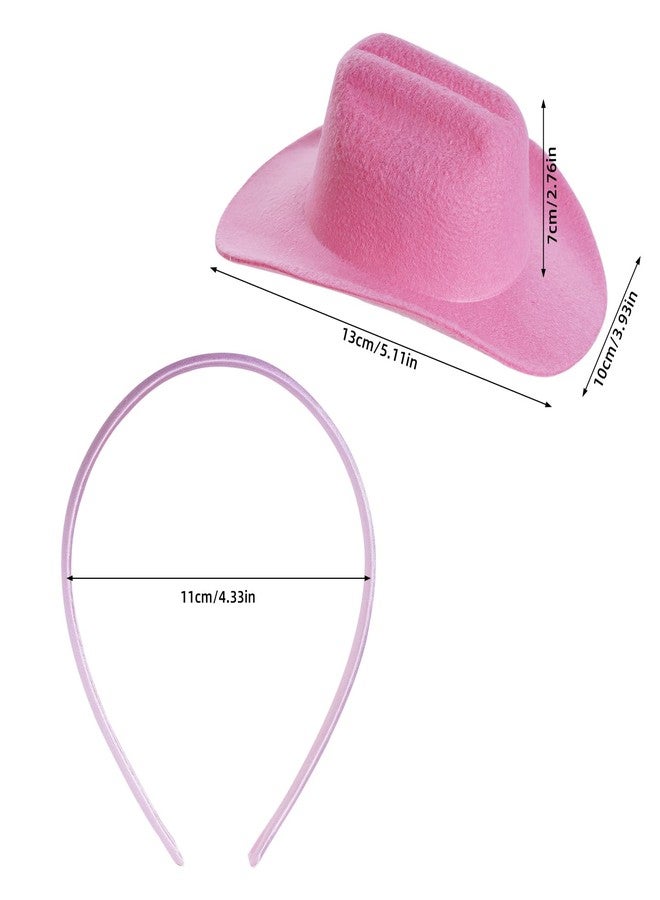 phnydreg 2Pcs Cowboy Mini Hat Headbands Cowgirl Mini Hat Headbands Accessories for Women Birthday Western Cowboy Party (pink,red) - Image 2